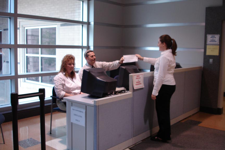 Person showing up to register
