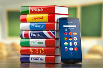 Image of different languages and a phone